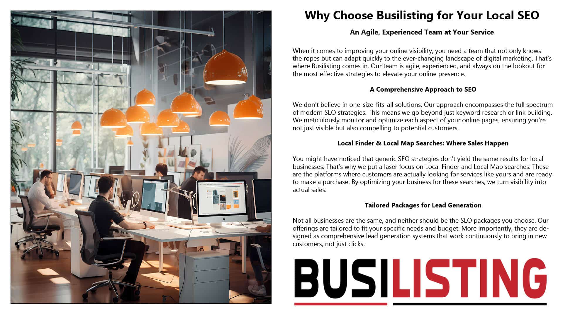 Here are four excellent reasons to choose Busilisting as your Local SEO Company